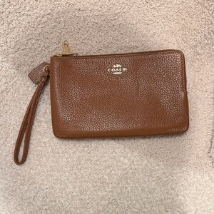 Coach Brown/Tan Leather Wristlet